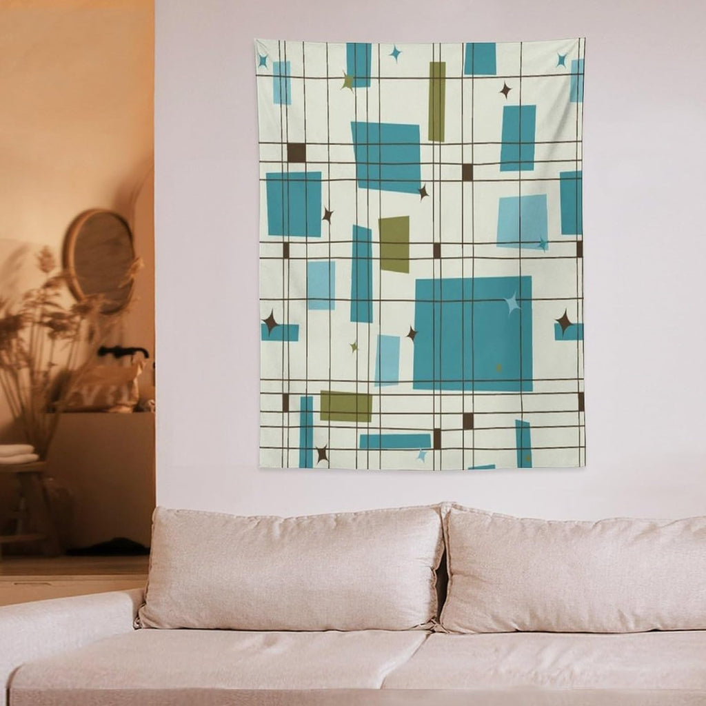 ICMOLYYENLO Boho Medieval Cat Tapestry, Abstract Atomic Starburst Geometric Aesthetic Art Wall Hanging For Bedroom Living Room Dormitory 30x40 Inches