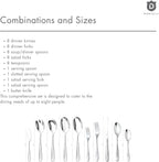 Hammered Silverware Set with Serving Utensils, 18/10 Stainless Steel Flatware for 8, Dishwasher Safe, Mirror Finish, Heavy-Duty, Built to Last (45-Piece Including a Serving Set, Fidenza Hammered)
