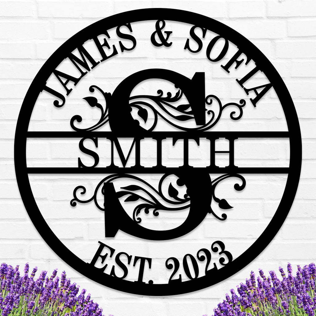 Custom Name Sign Initial Split Letter Monogram Sign Wedding Housewarming Gift