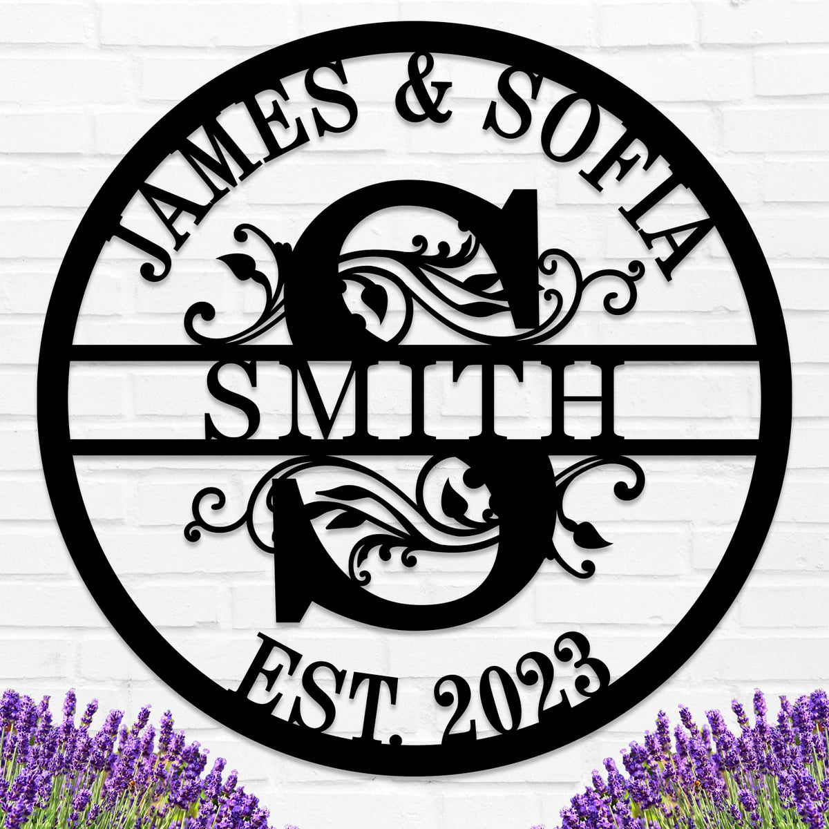 Custom Name Sign Initial Split Letter Monogram Sign Wedding Housewarming Gift