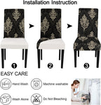 JQinHome Dining Chair Slipcover, High Stretch Removable Washable Chair Seat Protector Cover Set of 6,Chair Covers for Dining Room, Kitchen,Home Party,Wedding Ceremony(Luxe Black, 6PC)
