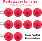Red Birthday Decorations,DIY Red Paper Fans Hanging Decoration ,Party Supplies Party Fans 8in, Wedding Graduation Events Accessories 30 Color DIY Set （Red）