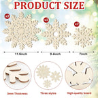 Hollow Wooden Snowflake Ornaments for Paint Christmas Decorations Cutouts Unfinished 6Pack, Wood Snowflakes for Crafts DIY Blank Cutouts Ornament Winter New Year Decorations （3 Styles 3 Size）