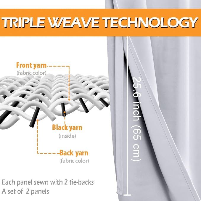 Blackout Curtains for Bedroom, 42 x 84 Inches Long, Energy Saving, Window - Image 4