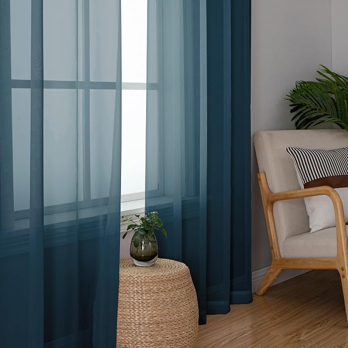 Simplebrand Dusty Blue Sheer Curtains 72 Inches Long 2 Panels - Image 5