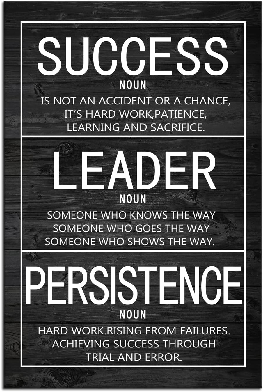 WYJZDZQ8 Success Leader Persistence Inspirational Poster Motivational Wall Art Motivation Canvas Prints Artwork for Office Modern Home Decor Painting Stretched and Framed Ready to Hang [12''Wx 18''H]