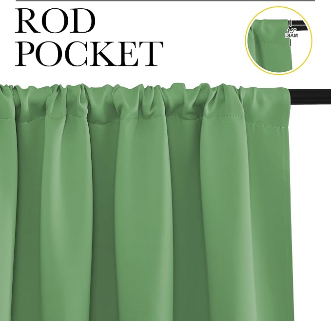 NICETOWN Window Curtains for Bedroom, Froest Green, 2 Panels, W42 x L48 -Inch - Image 2