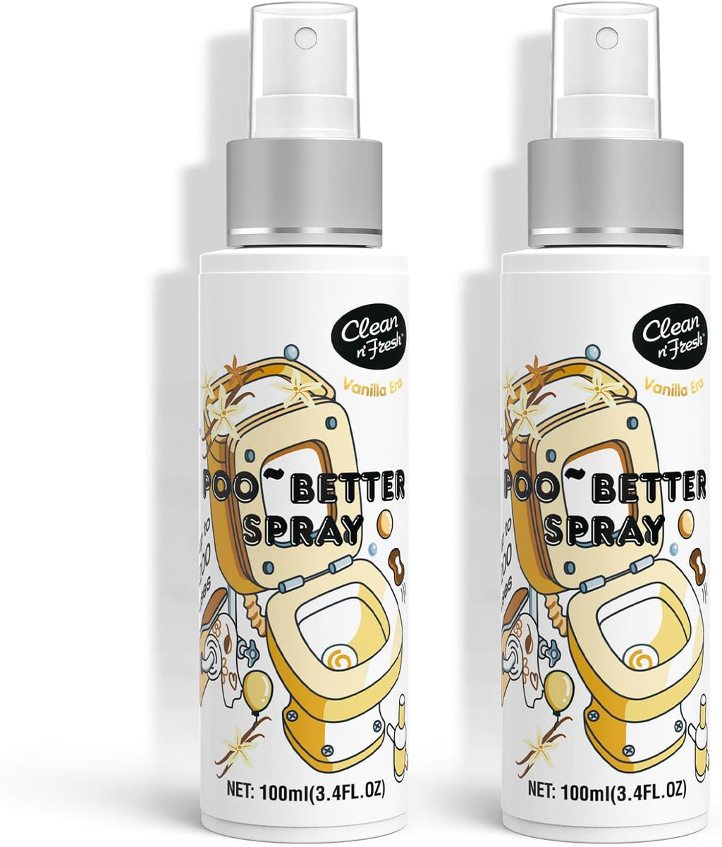 Clean-n-Fresh Toilet Spray 6.8 Fl.Oz, Vanilla Scent, Natural Plant Essential Oil Air Freshener & Odor Eliminator