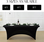 Craft And Party 2 Pack 8ft Black Spandex Tablecloth – Fitted Stretch Cover – Universal Fit for Folding Tables – Wrinkle-Free, Washable – Ideal for Parties, Weddings, Events