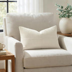 MIULEE Cream White Decorative Lumbar Throw Pillow Covers 12x20 Inch 2 Pack | - Image 3