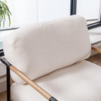 Mid-Century Accent Chair, Soft Armchair Sherpa Fabric Lounge Chair with Black Metal Legs, Upholstered Leisure Chair for Living Room Bedroom Reception Room, 1PC, White