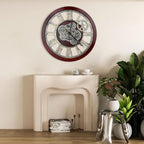 HOIBAI Large Wall Clock, 18 Inch Wall Clocks for Living Room Decor Farmhouse Vintage Rustic Kitchen Wall Decor Vintage Roman Big Oversized Wall Clock for Home Bedroom House Office, Moving Gears Clock