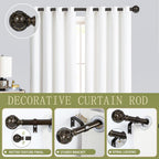 Bronze Farmhouse Curtain Rods for Windows:Heavy Duty Adjustable Curtain Rod for Bedroom Living Room,Boho Decorative Rustic Drapery Rods with Vintage Coastal Finial,Antique Bronze 2 Pack 18-45"