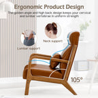 INZOY Mid Century Modern Accent Chair Set of 2, High Back Reading Armchair with Wood Frame, PU Leather Living Room Chairs with Waist Cushion, Single Lounge Arm Chair for Bedroom Sunroom, Camel