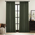 MIULEE Olive Green Pinch Pleated 100% Blackout Linen Curtains 40x90 Inches | by MIULEE
