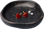 Handmade Decorative Bowl - Natural River Stone Pebble Artisan Crafted Serving Dish | 4-6 Inch Unique Decorative Tray for Home Centerpiece, Jewelry Holder (black)