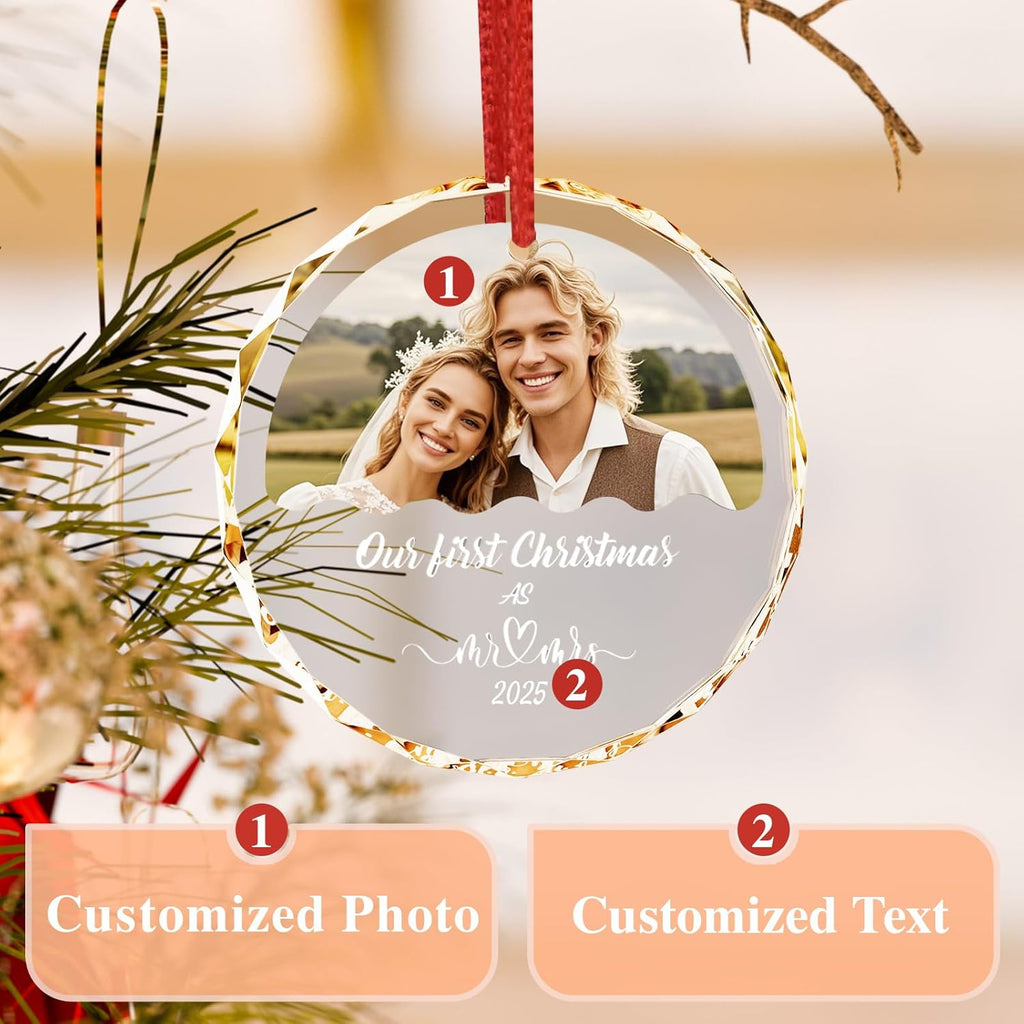 Bemaystar Personalized Wedding Gifts for Couples,First Christmas Married Ornaments 2025,Bridal Shower Gifts for Bride