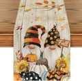 Artoid Mode Wood Gnomes Pumpkins Sunflower Maple Leaves Fall Table Runner, Kitchen Dining Table Decoration for Home Party Decor 13 x 120 Inch