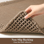 RESARE Waffle Bathroom Runner Rugs, Non Slip Boho Bath Mat 24"x60" Brown | Long - Image 4