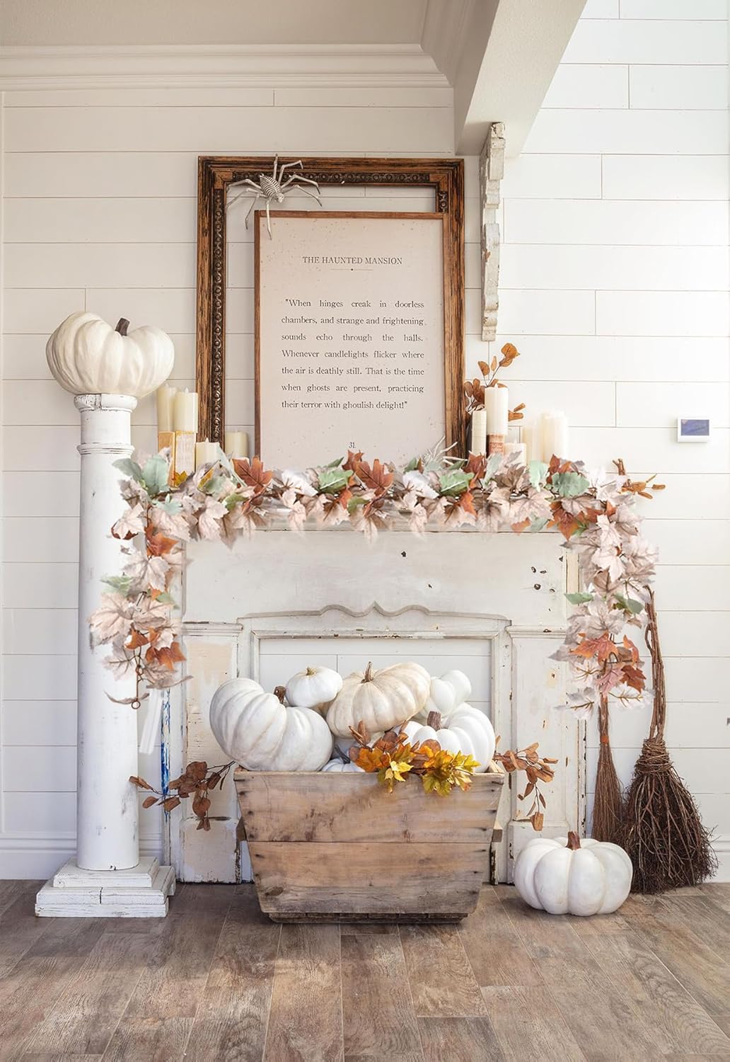 Lvydec 2 Pack Fall Maple Garland - 5.9ft/Piece White Artificial Fall Foliage Garland Colorful Autumn Decor for Home Wedding Party