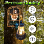 Whimsical Fairy Garden Gnomes with Solar Lights-10 Elf Out The Door Tree Hugger Garden Statues-Outdoor&Yard Decor-Tree Face Sculpture,Ideal Halloween Gifts - Yard Art for Patio,Fence,Wall