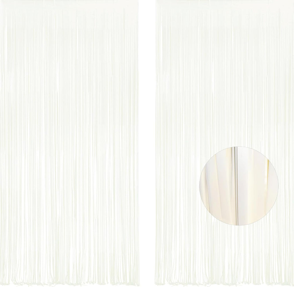 White Party Streamers Decoration - GREATRIL Foil Fringe Backdrop for Daisy Groovy Birthdays/Anniversary/Graduations/Bridal Shower/Cocktail/Prom/Gala - 3.2ft X 8.2ft - 2 Packs