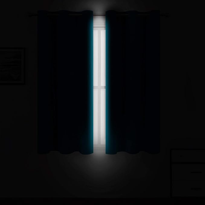 Teal Thermal Blackout Curtains/38 x 63 Inch/Set of 2 Panels Room Darkening - Image 3