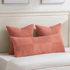 Fancy Homi 2 Packs Coral Decorative Throw Pillow Covers 20x20 Inch for Living Room Couch Bed Sofa, Rustic Farmhouse Boho Home Decor, Soft Corss Corduroy Patchwork Accent Peach Cushion Case 50x50 cm