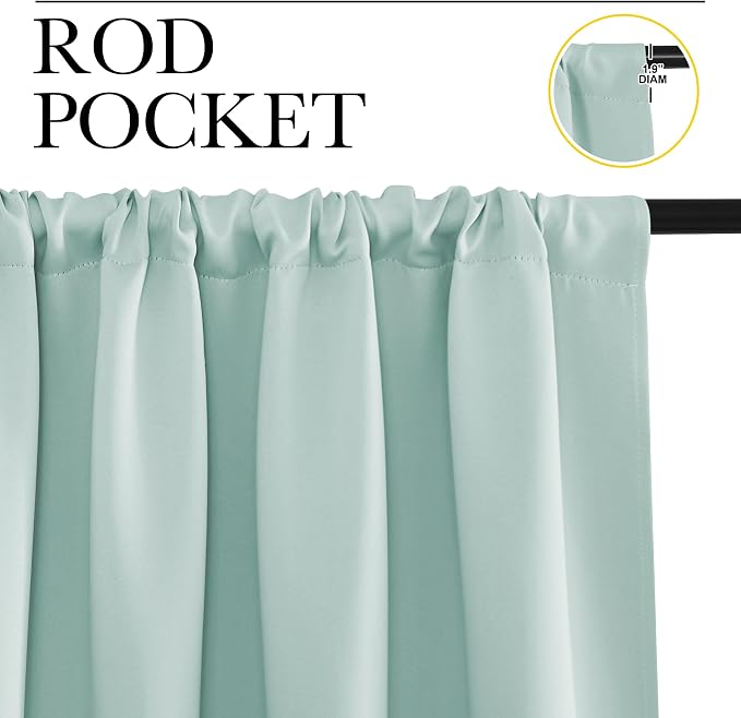 NICETOWN Blackout Curtains for Bedroom, Aqua Blue, 1 Pair, 70 by 63-inch - Image 2