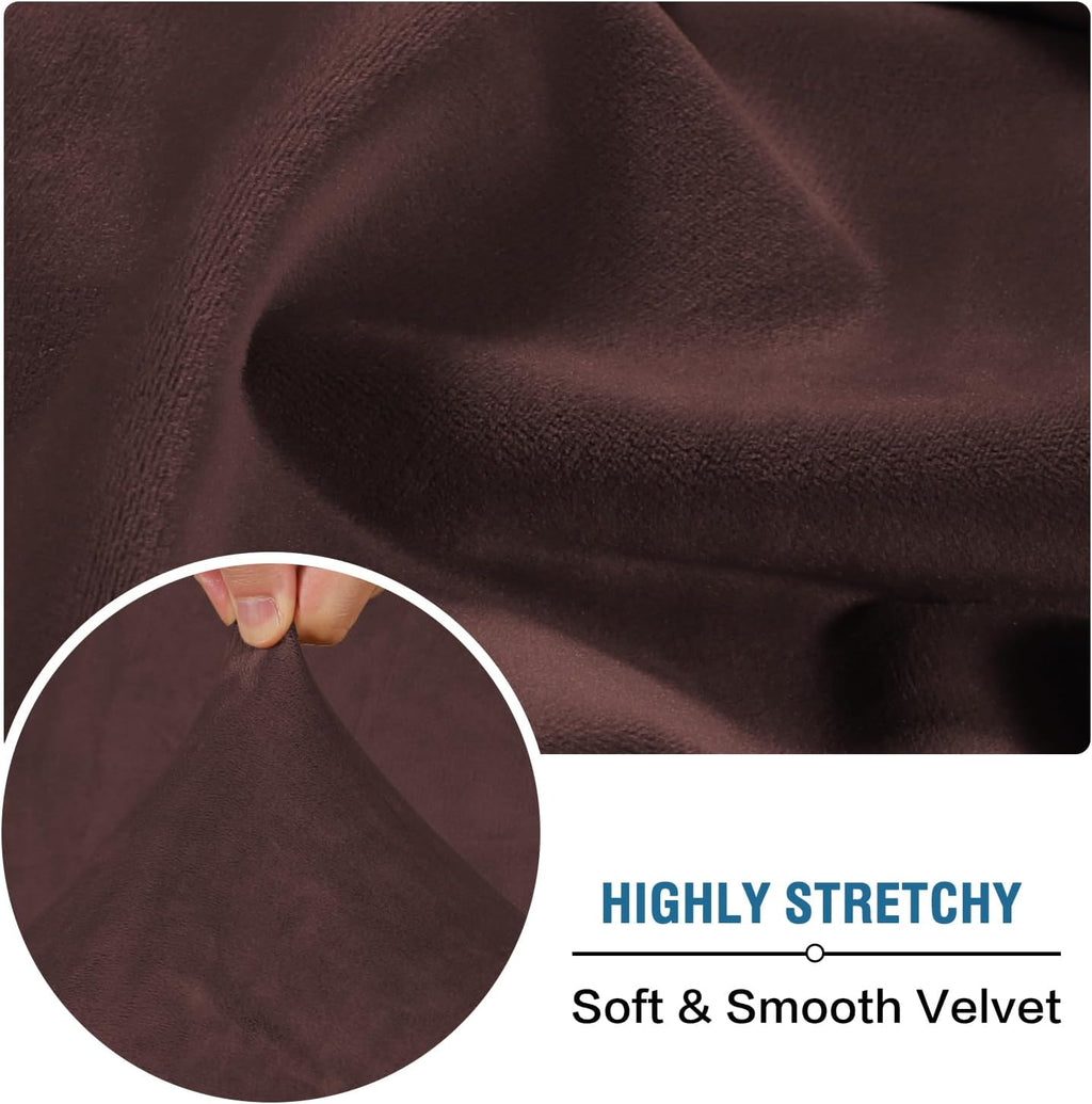 H.VERSAILTEX Velvet Stretch Individual Couch Cushion Cover Plush Cushion Slipcover for Loveseat Sofa Cushion Furniture Protector Seat Cushion Sofa Cover (1 Piece Sofa Cushion Cover, Brown)
