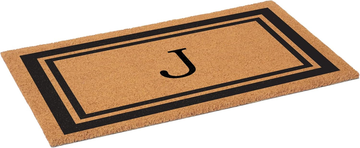 Calloway Mills 152963048J Black Border 30" x 48" Monogram Doormat Letter (J)