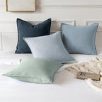 MIULEE Decorative Linen Euro Sham Pillow Covers 26x26 Light Blue | Boho - Image 5