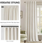 MIULEE Velvet Curtains 52x108 inches 2 Panels Ivory Room Darkening Curtains | - Image 2