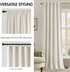 MIULEE Velvet Curtains 52x90 inches 2 Panels Ivory Room Darkening Curtains | - Image 2