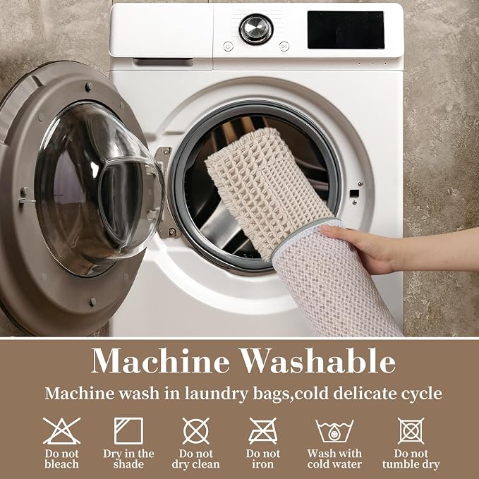 RESARE Waffle Bath Mat for Bathroom Non Slip Bathroom Rugs 18x30 Pale Beige | - Image 6