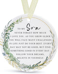 Son Ornaments 2025 Son Christmas Forever Ornament Best Ever Gift Double-Sided Printing Ceramic with Gift Box&Ribbon (2.9"