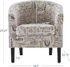 BELLEZE Accent Barrel Chair Set of 2, Linen Round Chair Club Tub Sofa Corner Chair with Flared Legs and Cozy Soft Padding for Living Room Bedroom Waiting Room - Black & Beige
