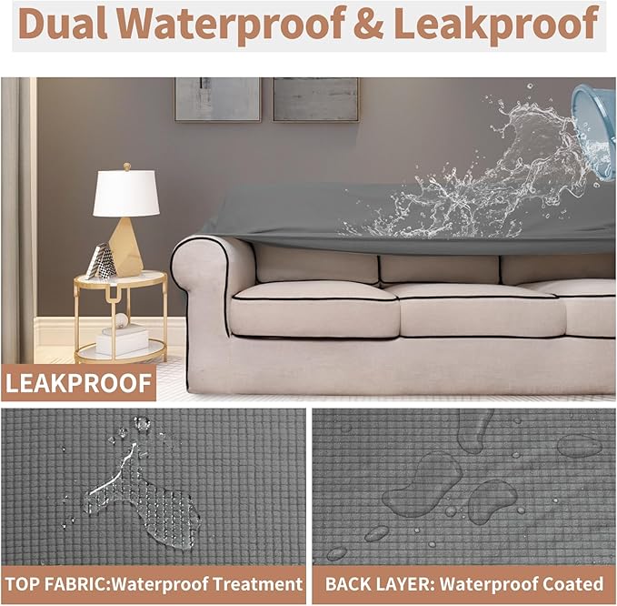 Easy-Going 100% Waterproof Loveseat Couch Cover Stretch Jacquard Sofa Cover | - Image 3