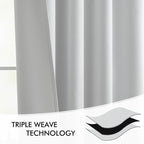 MIULEE Greyish White Back Tab Blackout Curtains 52x102 Inch Long 2 Panels | Rod - Image 7
