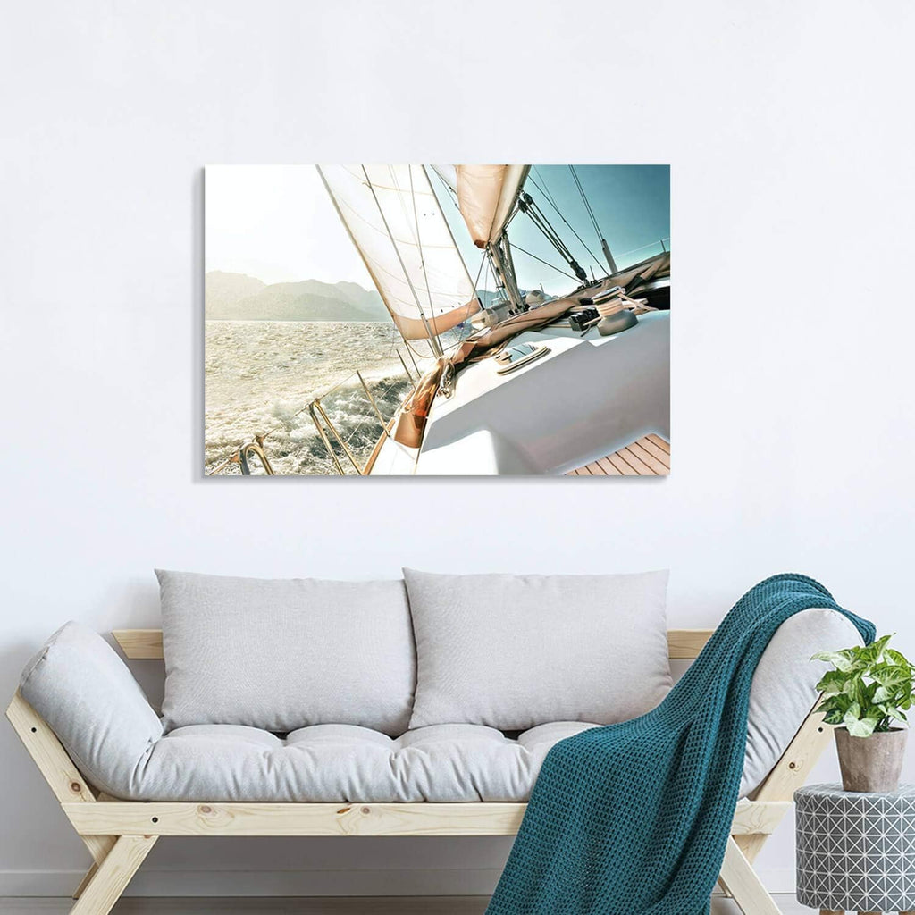 ARTISTIC PATH Nautical Picture Canvas Wall Art: Sailboat Artwork Seascape Print on Canvas for Office Bedrooms (36" W x 24" H,Multi-Sized)