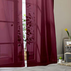 Burgundy Sheer Curtains 63 Inch Length 2 Panels Set - Image 8