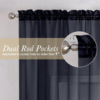 Black Sheer Curtains 120 Inches Long 2 Panels, Balance Light & Privacy Voile - Image 4