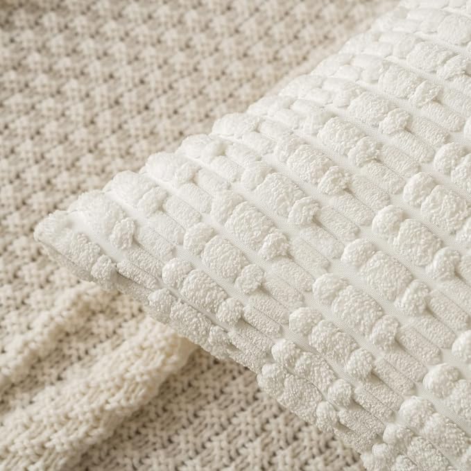 MIULEE Corduroy Decorative Throw Pillow Covers 20x20 Pure White Pack of 2 | - Image 5