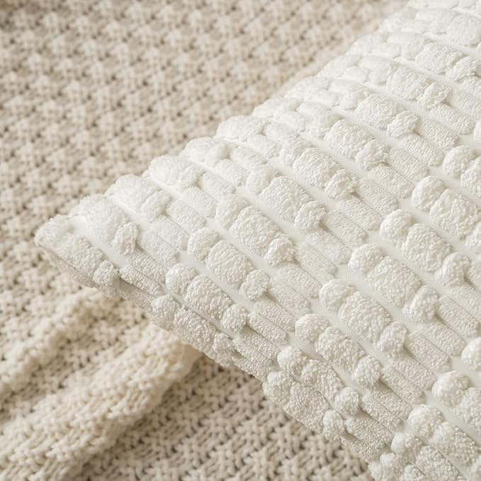 MIULEE Corduroy Decorative Throw Pillow Covers 18x18 Pure White Pack of 2 | - Image 8