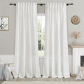 White Linen Curtains for Living Room 93 Inches Long Extra Long Back Tab by Nanspring