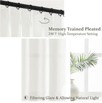 Cute Pinch Pleat Pure White Sheer Curtains 63 Inch Length 2 Panels Set - Image 3