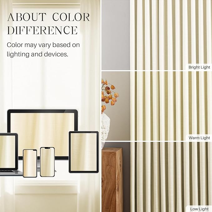 Pinch Pleated Linen Curtains 100% Blackout 102 Inches Long - Image 8