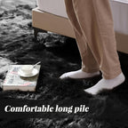 ORINOVA Black Shag Washable Furry Fur Area Rugs - Image 3