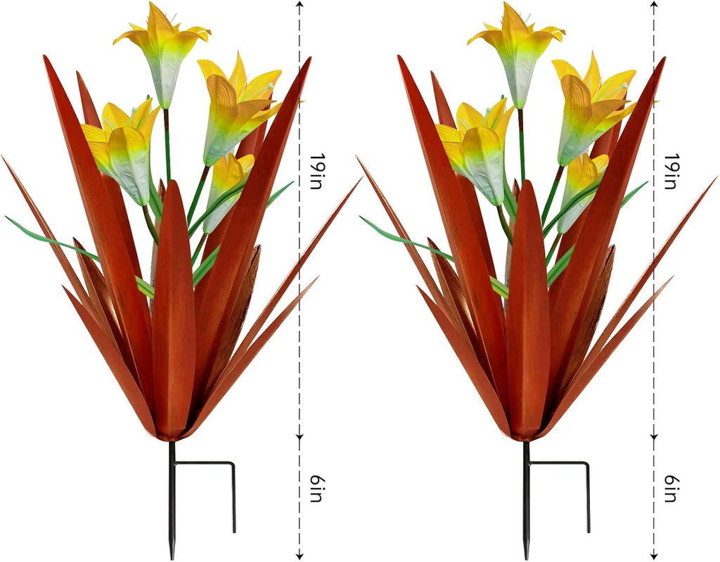 Homight Metal Agave Plant Outdoor Decoration Outdoor Garden Decoration Lily Mexican Yard Art Plant Garden Agave Lily Decorative Garden Gift… (2 Big Yellow Lilies), HM-390-345