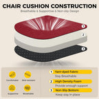 downluxe Indoor Chair Cushions for Dining Chairs, Soft and Comfortable Textured Foam Kitchen Chair Pads with Ties and Non-Slip Backing, 16" x 16" x 2", Red, 6 Pack
